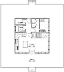 24×24 House — 3 Bedroom — 3 Bath 1,076 sq ft — PDF Floor Plan — Model 3A