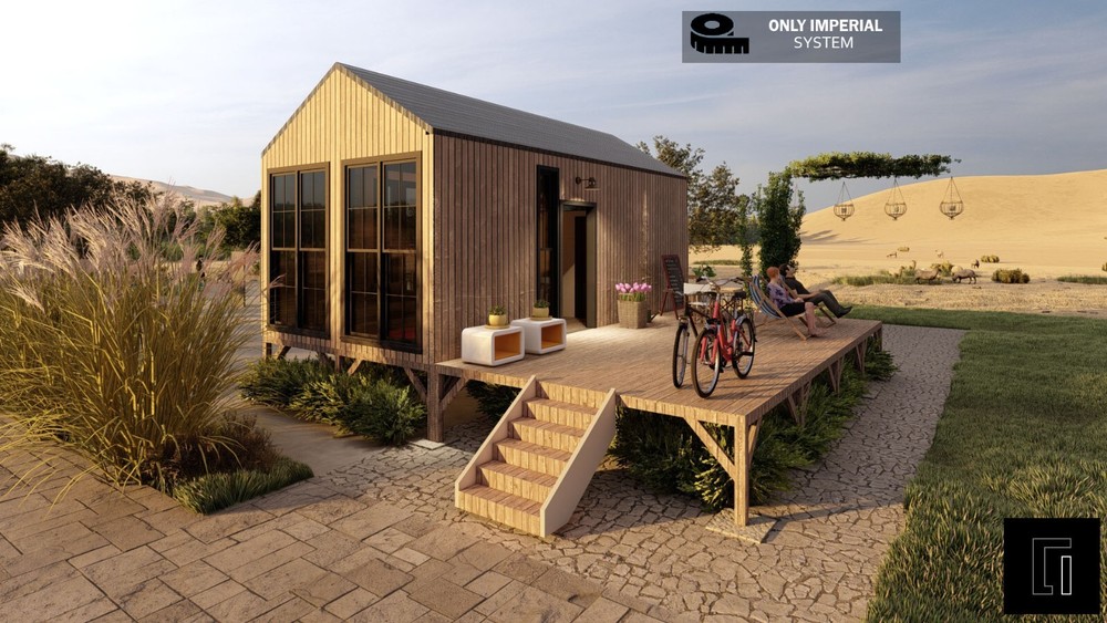 720SF Tiny House Cabin Plans – Blueprints – Modern, Bathroom and Loft