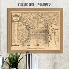 Philadelphia 100 Years Ago 1875 Vintage City Map Historical Wall Art Print