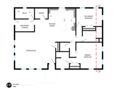 Floor Plans for a 52’x36′ Home, Single Level, 2 Beds, 2.5 Baths