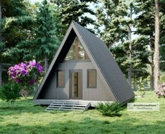A-Frame Cabin two Story Cottage Plans,20’x26′ Triangular house Building Drawings