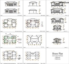 Custom House Plan 43×25 Feet 13×7.5 Meter 3 Beds 2 Baths Hip Roof (A4 Hard Copy)