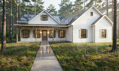 Farmhouse Plan: 1,565 (Living) Sqft-3 Bedroom-2 bath-2 car Garage