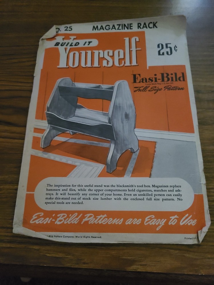1950 Build It Yourself Easi-bild No 25 Magazine Rack Blueprint Plans