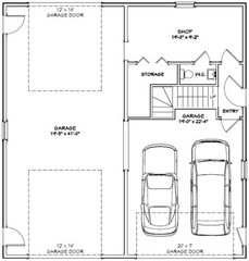 40×42 Apartment with 2-Car 1-RV Garage – PDF FloorPlan – 1,153 sqft – Model 1A