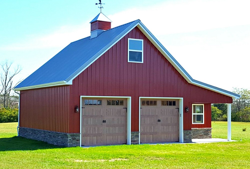 Walnut Car Barns with Lofts – 3 Complete Sets of Pole-Barn Plans (eB-441×3)