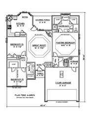 House Plan PDFs for 1550 Sq. Ft. 3 Bedroom Garden Style