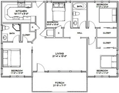 46×30 House — 4 Bedroom 2 Bath — PDF Floor Plan — 1,338 sq ft — Model 1C