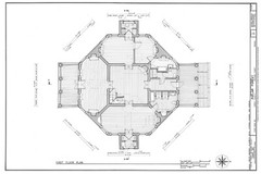 Poplar Forest by Thomas Jefferson, octagon Colonial country house detailed plans