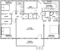 46×30 House — 3 Bedroom 2 Bath — PDF Floor Plan — 1,380 sq ft — Model 4B