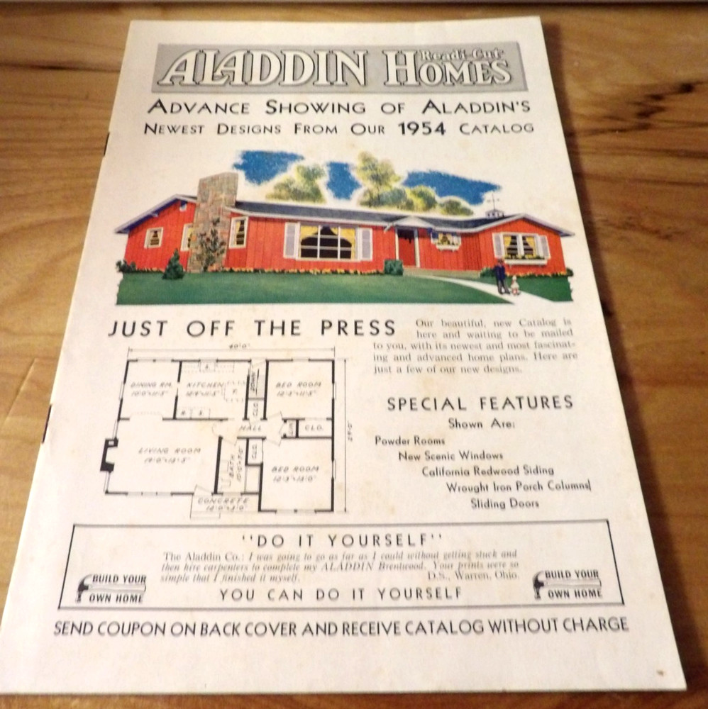MCM 1954 Aladdin Home Plans Catalog Advance Showing Readi-Cut Architecture 16pgs