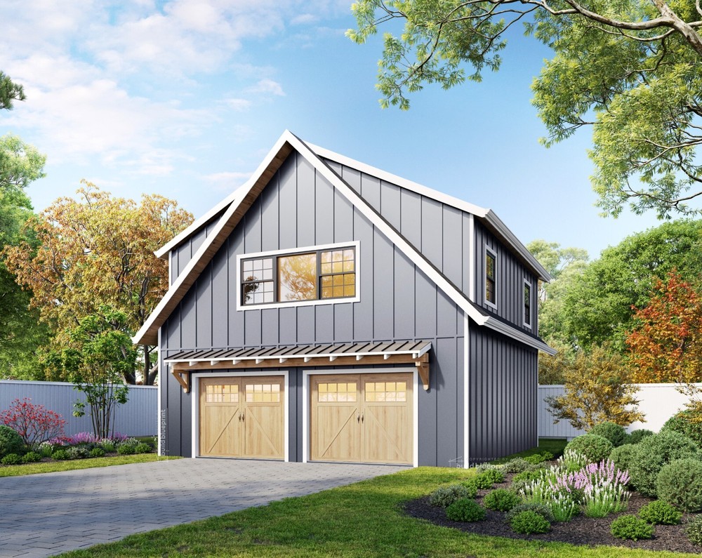 28′ x 28′ Two Car ADU Garage Loft Architectural Plans – PDF Download