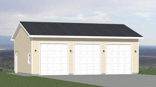 36×28 3-Car Garage — 1,008 sq ft — PDF Floor Plan — Model 11D