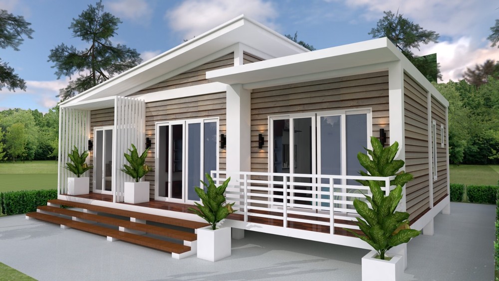 33×26 Feet House Plans 10×8 Meter 3 Beds 2 Baths Shed Roof (A4 Hard Copy)