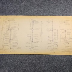 Vintage House Blueprint 33×17 1964 Mid Century Modern Drawing Art Glen Ellyn IL