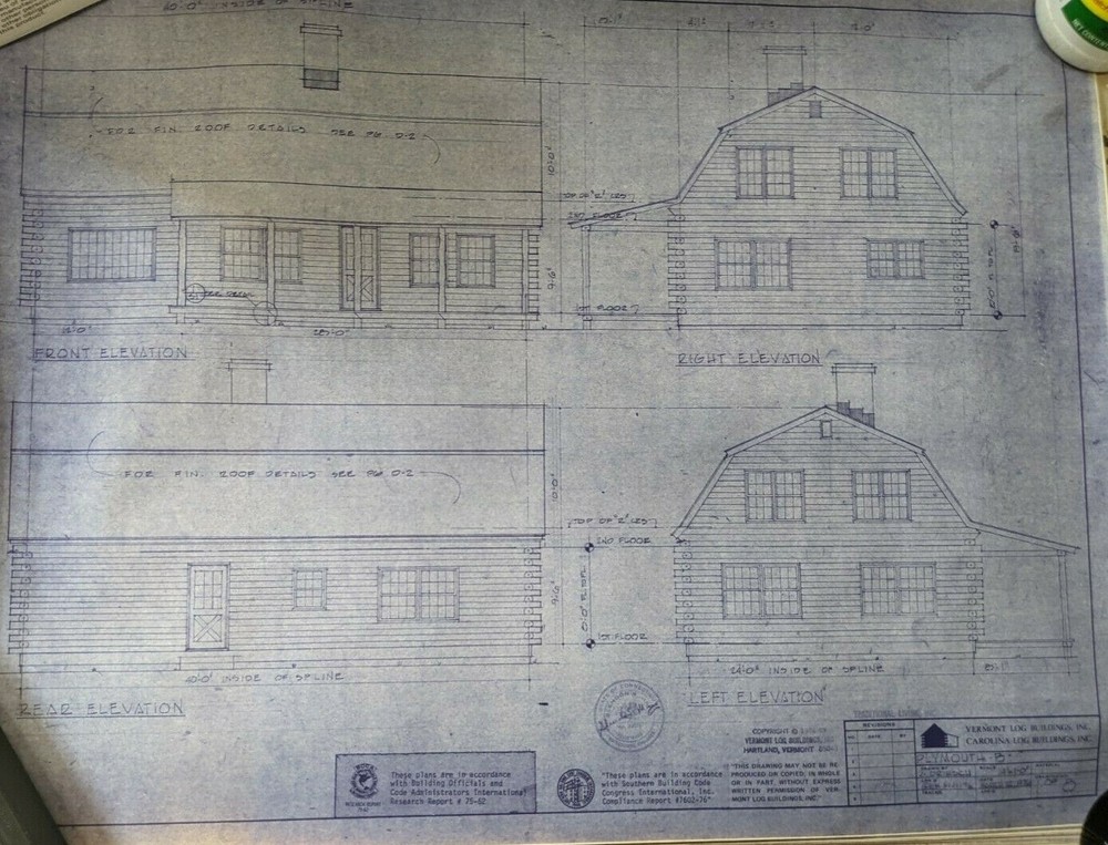 1976 Vermont & Carolina Log Builders Inc Log Cabin Blueprints J Driesch Decor
