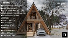 800SF Tiny House Cabin Plans – Blueprints – Modern, Bathroom and Loft