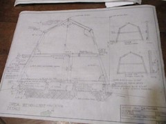 MODIFIED A-FRAME CABIN PLANS HAND-DRAWN ARCH COPIES 1400 SQ FT . HOBBY ROOM.