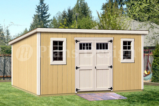 8′ x 16′ Deluxe Shed Plans, Modern Roof Style, #D0816M, Material List Included