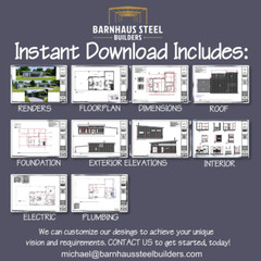Texas Peach Modern Barndominium: 1 Bedroom / 1. Baths 1,182 SF Design Blueprints