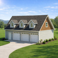 3-Car Garage Plan with Attic Apartment: 28’x48′ Detached Building Blueprint