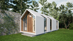 Modern Cabin House Plans 35’x12’ with CAD File & Blueprint PDF with 3D Images