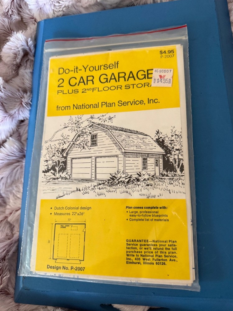 Vintage 70s National Plan Service P-2007 2-Car Garage + 2nd Floor Storage