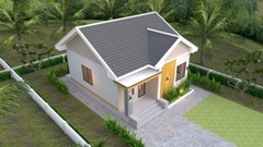 House Design 3d 7.5×8.5 Meter 25×28 Feet 2 bedrooms Gable Roof (A4 Hard Copy)