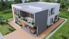 39×49 Feet Modern House Plan 12×15 Meter 5 Beds 6 Baths Flat Roof (A4 Hard Copy)
