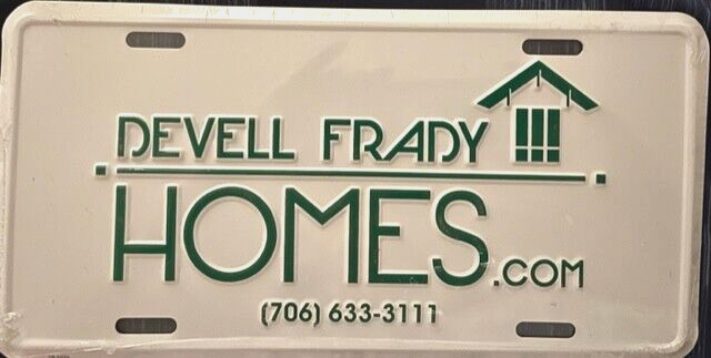 DEVELL FRADY HOMES-EMBOSSED LICENSE PLATE / SIGN 12X6 INCHES NEW