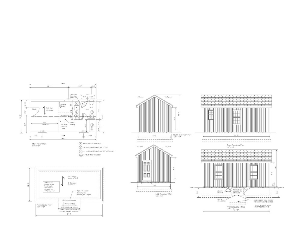 SMALL HOUSE PLAN 24×12 12×24 SMALL HOUSE RANCH GABLE ROOF PLAN # 0917 SH