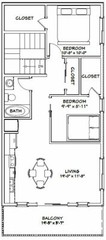 40×40 Apartment with 2-Car 1-RV Garage – PDF FloorPlan – 1,004 sqft – Model 1B