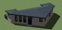 Modern Wing Small House Plans (600 sq.ft.) one bedroom. FREE SHIPPING