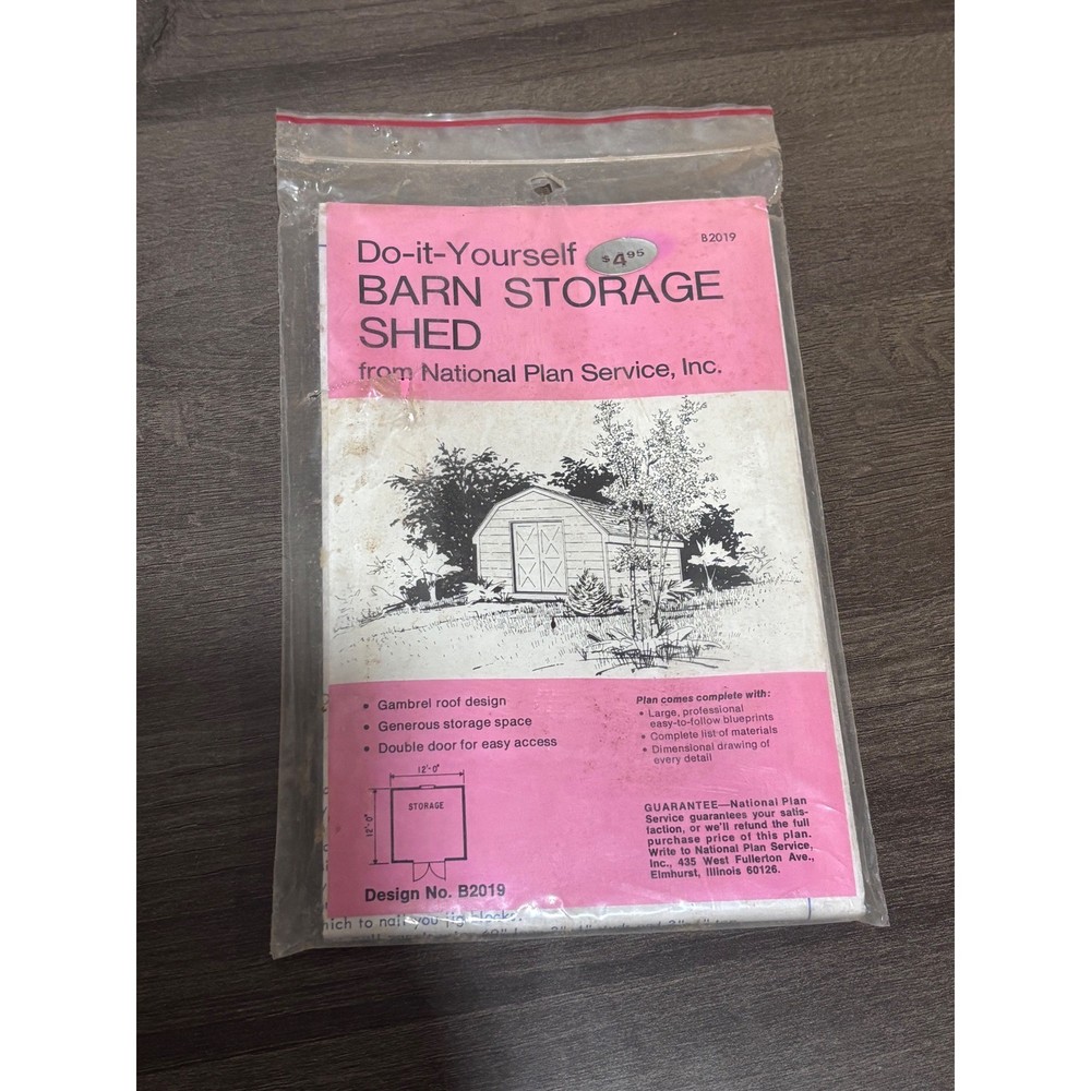 Vintage National Plan Service DIY Barn Storage Shed Blueprints 12×12 Gambrel
