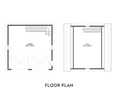 24′ x 24′ Two Car Garage, Detached Garage, 576 Sq Ft, 9 ft Walls, Attic Room