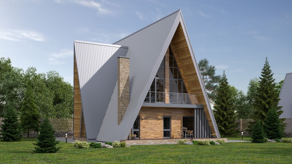 35’x59’ 4 Beds, 2 Baths A-Frame Cabin Architectural Build Plans PDF.