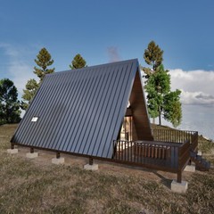 A Frame Tiny House Plan, 20’x24′ A Frame House Plans, Hard Copy