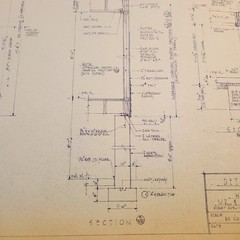 Vintage House Blueprint 33×17 1964 Mid Century Modern Drawing Art Glen Ellyn IL