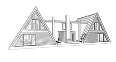 86’x49’ 4 Beds, 4 Baths Double A-Frame House Architecture Plans PDF Download.