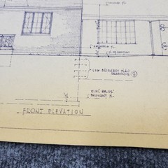 Vintage House Blueprint 33×17 1964 Mid Century Modern Drawing Art Glen Ellyn IL