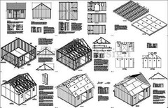 Storage Shed Plans 16′ x 16′ Gable Roof Style #D1616G, Material List Included
