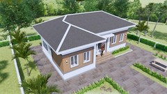 House Plan 12×8 Meter 40×27 Feet 3 Beds 2 Baths Hip Roof PDF (A4 Hard Copy)