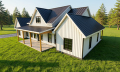 Classic Country Farmhouse Plan: 2,250 (Living) Sqft-3 Bedroom-2.5 bath-Office-Di