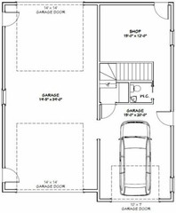 36×42 Apartment with 1-Car 1-RV Garage — PDF Floor Plan — 961 sqft — Model 2G