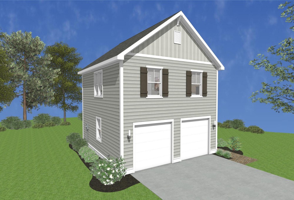 Garage Apartment (ADU) – 1 BR/1BA w/ Loft – Full House Plans, Blueprints #30010A