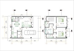 26×36 Small House Design 3 Beds 3 baths 8×11 Meter Terrace Roof (A4 Hard Copy)
