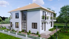 36×40 Feet House Design Plan 11×12 Meter 4 Beds 5 Baths Hip Roof (A4 Hard Copy)