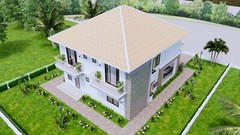 36×40 Feet House Design Plan 11×12 Meter 4 Beds 5 Baths Hip Roof (A4 Hard Copy)