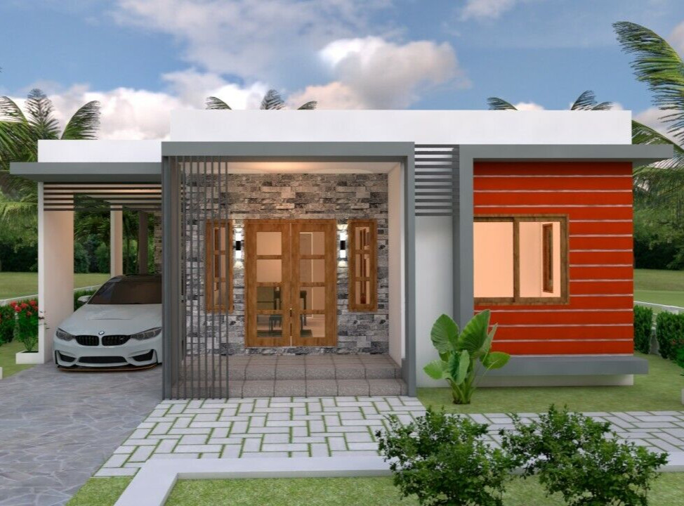 Small House Plan 10×11 Meter 33×36 Feet 3 Beds 2 Baths Terrace (A4 Hard Copy)