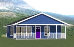 28×32 House — 2 Bedroom 1 Bath — 895 sq ft — PDF Floor Plan — Model 1E
